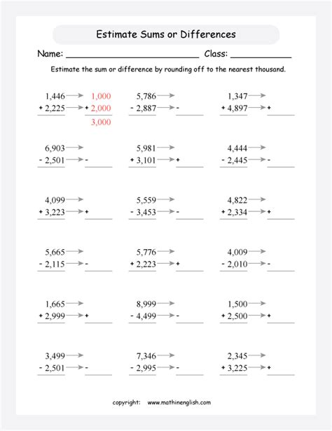 estimating sums and differences worksheets|Estimation Worksheets .